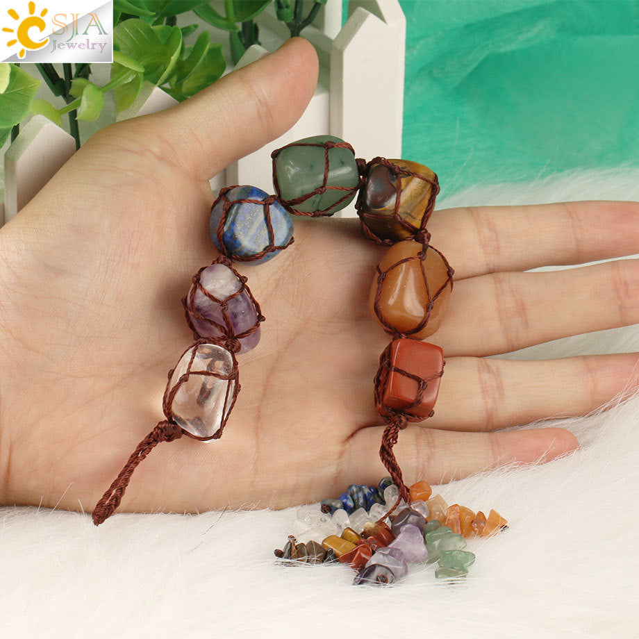 Natural Stone 7 Chakra Car Hanging Decoration Reiki